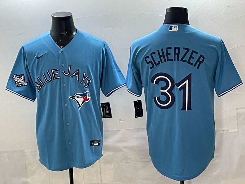 Men 2025 Toronto Blue Jays #31 Scherzer Light blue Game Nike MLB Jersey style 02